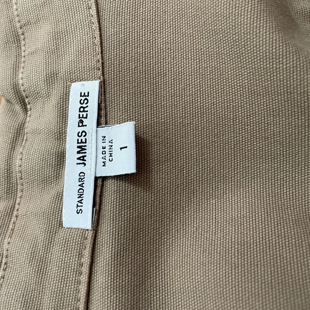 James Perse jacket long sleeve moto jacket cotton blend tan khaki womens small - Picture 6 of 7